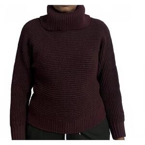 Women’s Sweater Burgundy Olive & Oak Turtleneck, Banded Waist And Sleeve